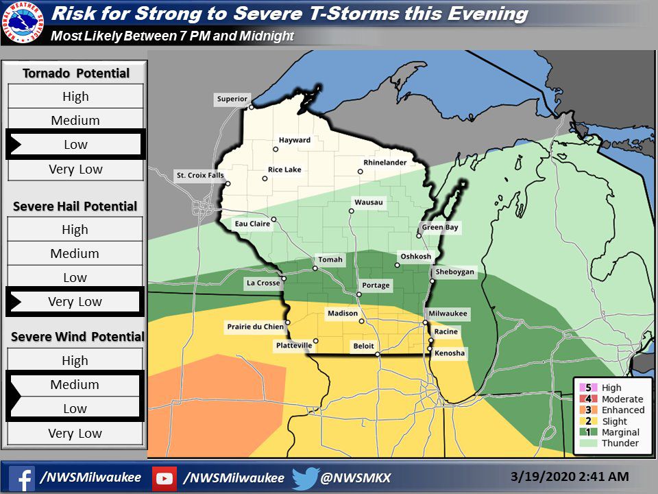 Risk for strong to severe storms Thursday by National Weather Service
